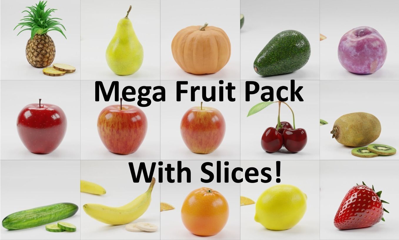 fruit bundle game asset - sliced Low-poly 3D model_0
