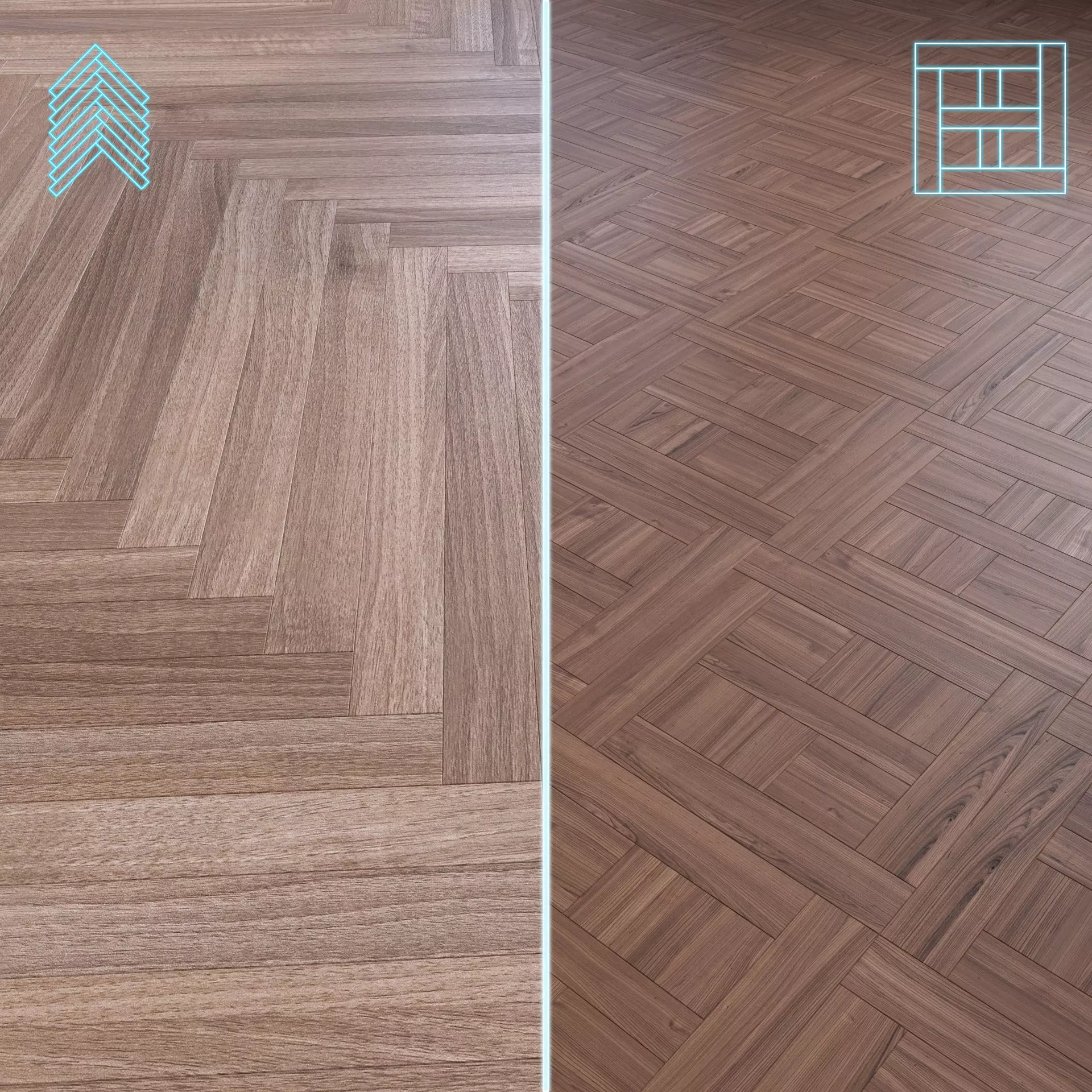 Parquet - Laminate - Wooden floor 2 in 1 Low-poly 3D model_0