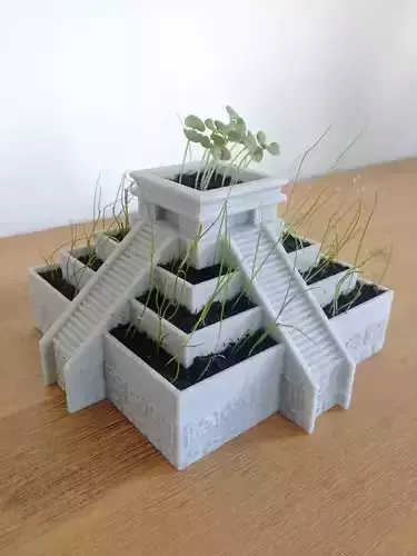 Aztec Temple Plant Pot 3D print model