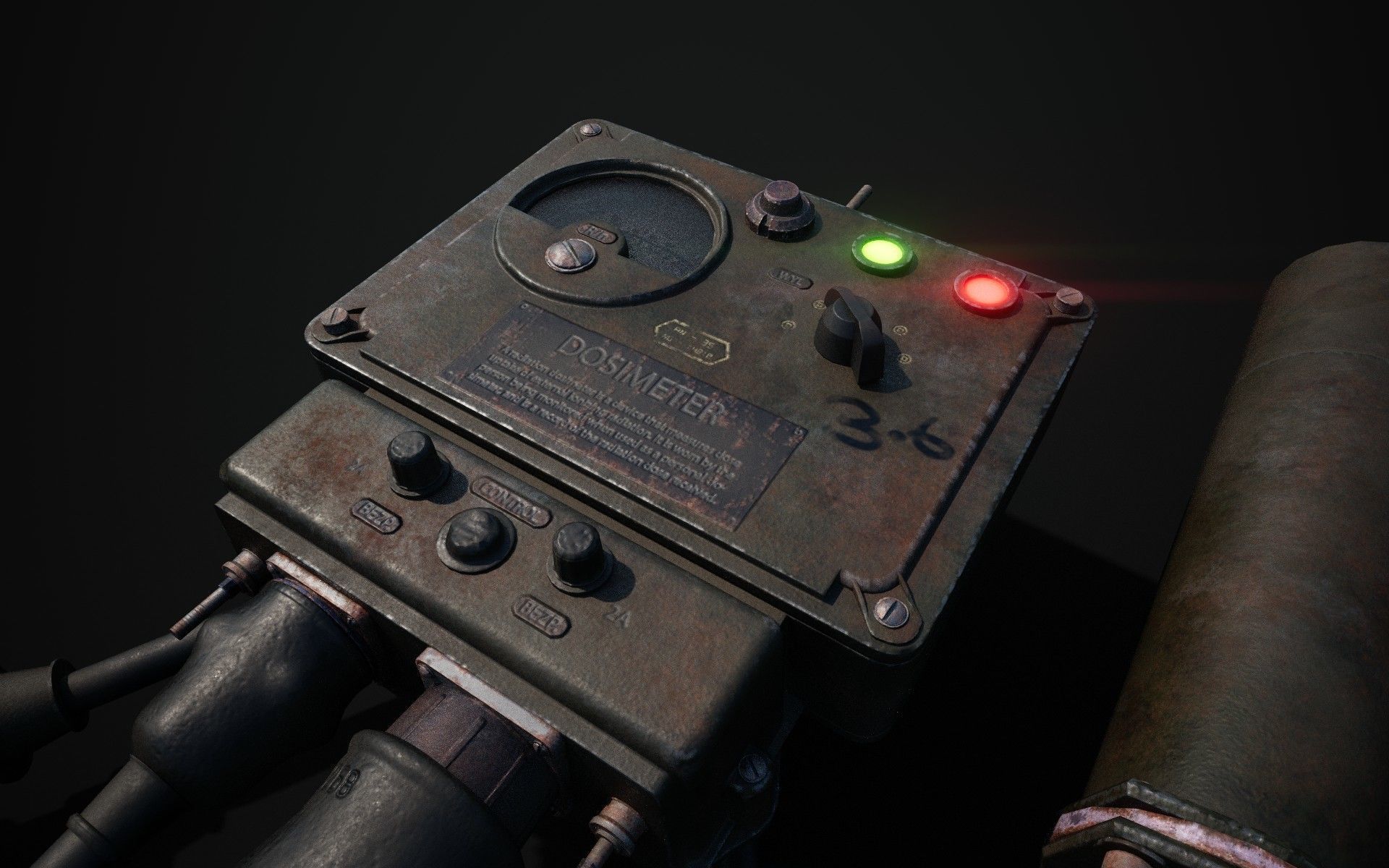 Dosimeter electronic device with light Low-poly 3D model_3