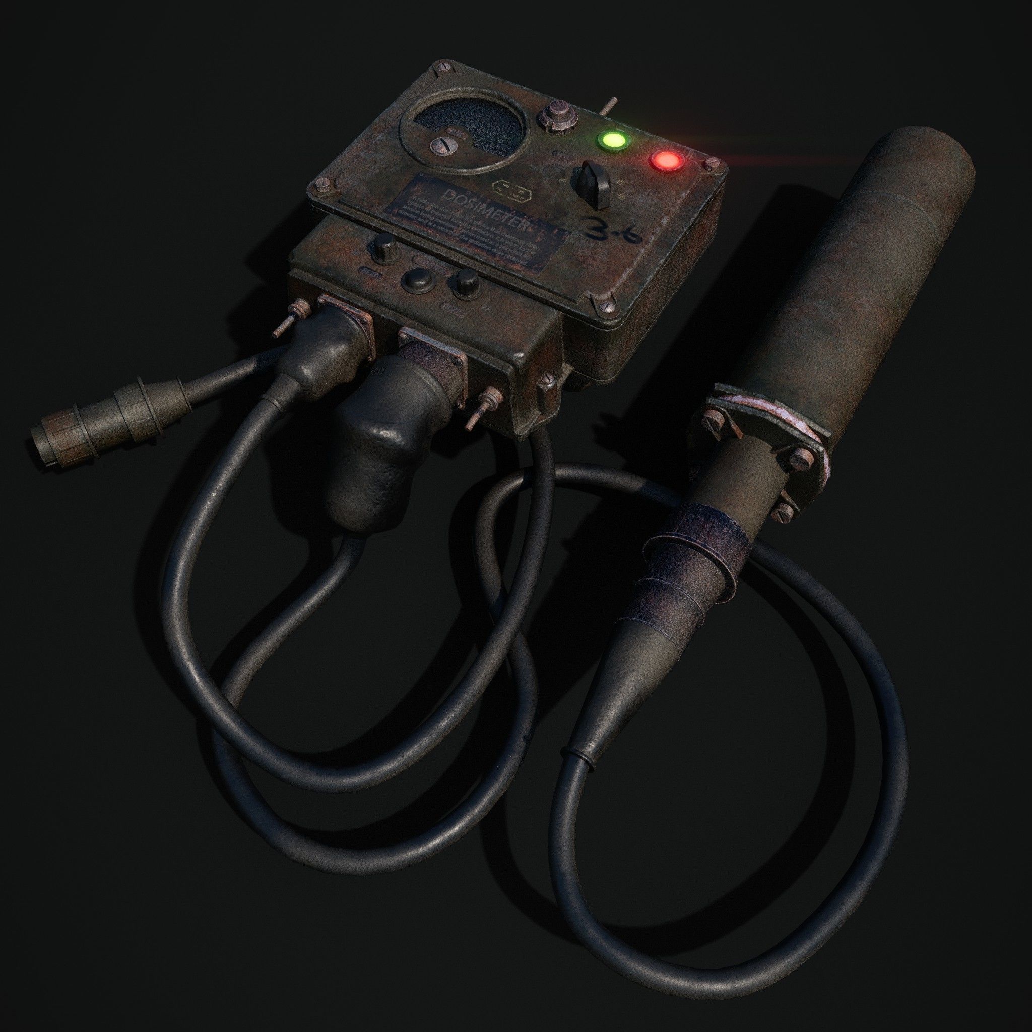 Dosimeter electronic device with light Low-poly 3D model_2