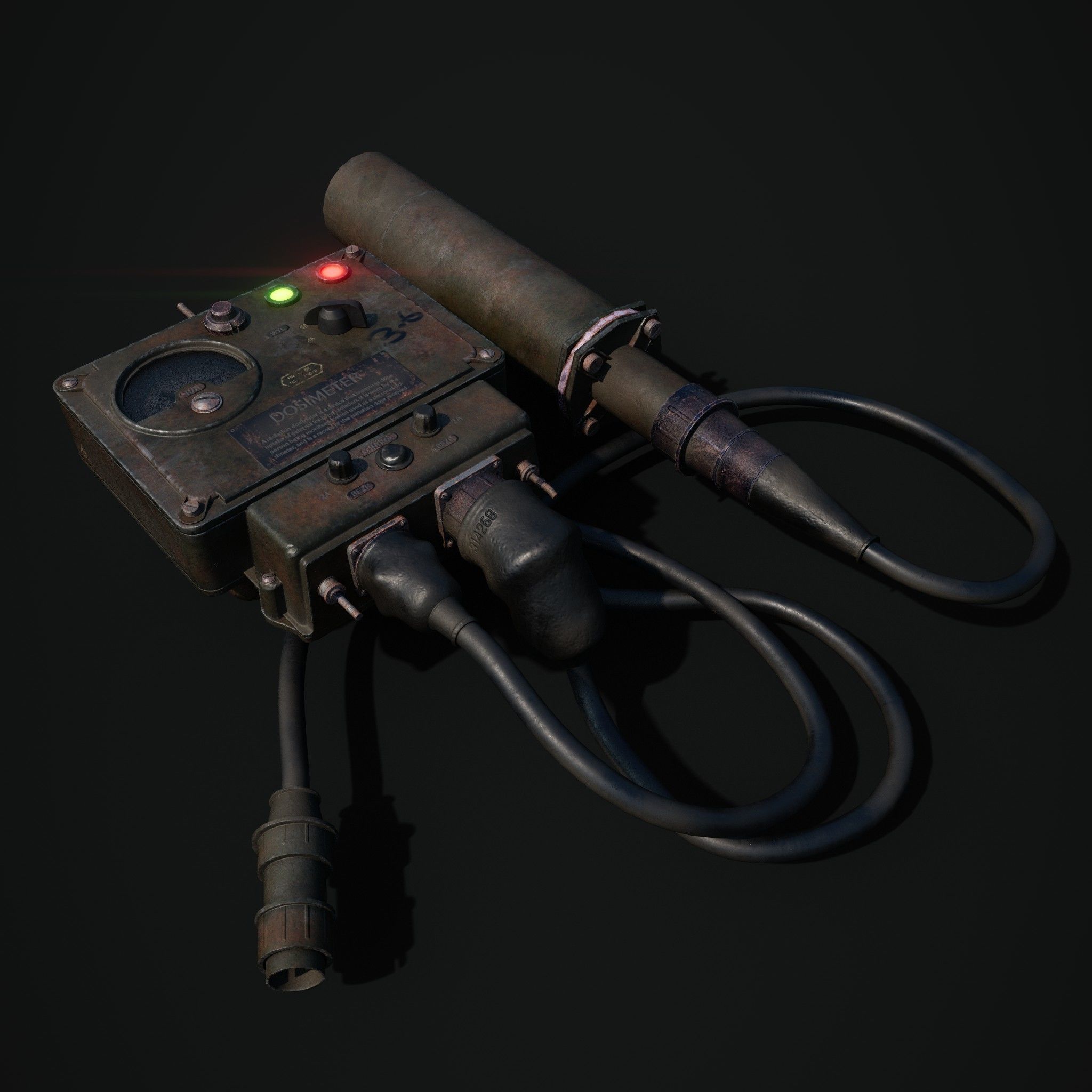 Dosimeter electronic device with light Low-poly 3D model_1