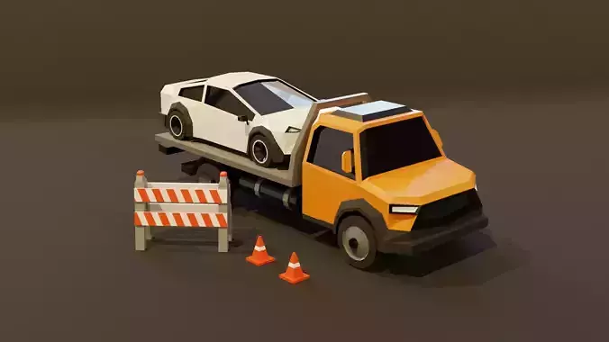 Tow truck Low-poly game ready asset