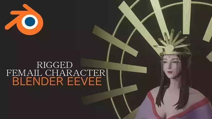 RiggedFemale rigged female character blender eveve 3D model