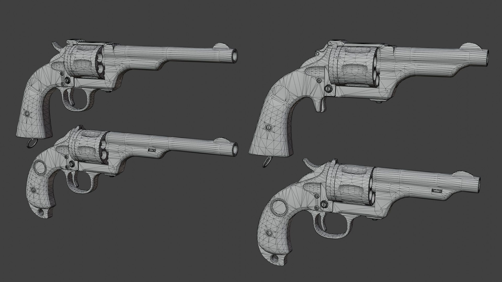 Merwin Hulbert Revolver Low-poly 3D model_14