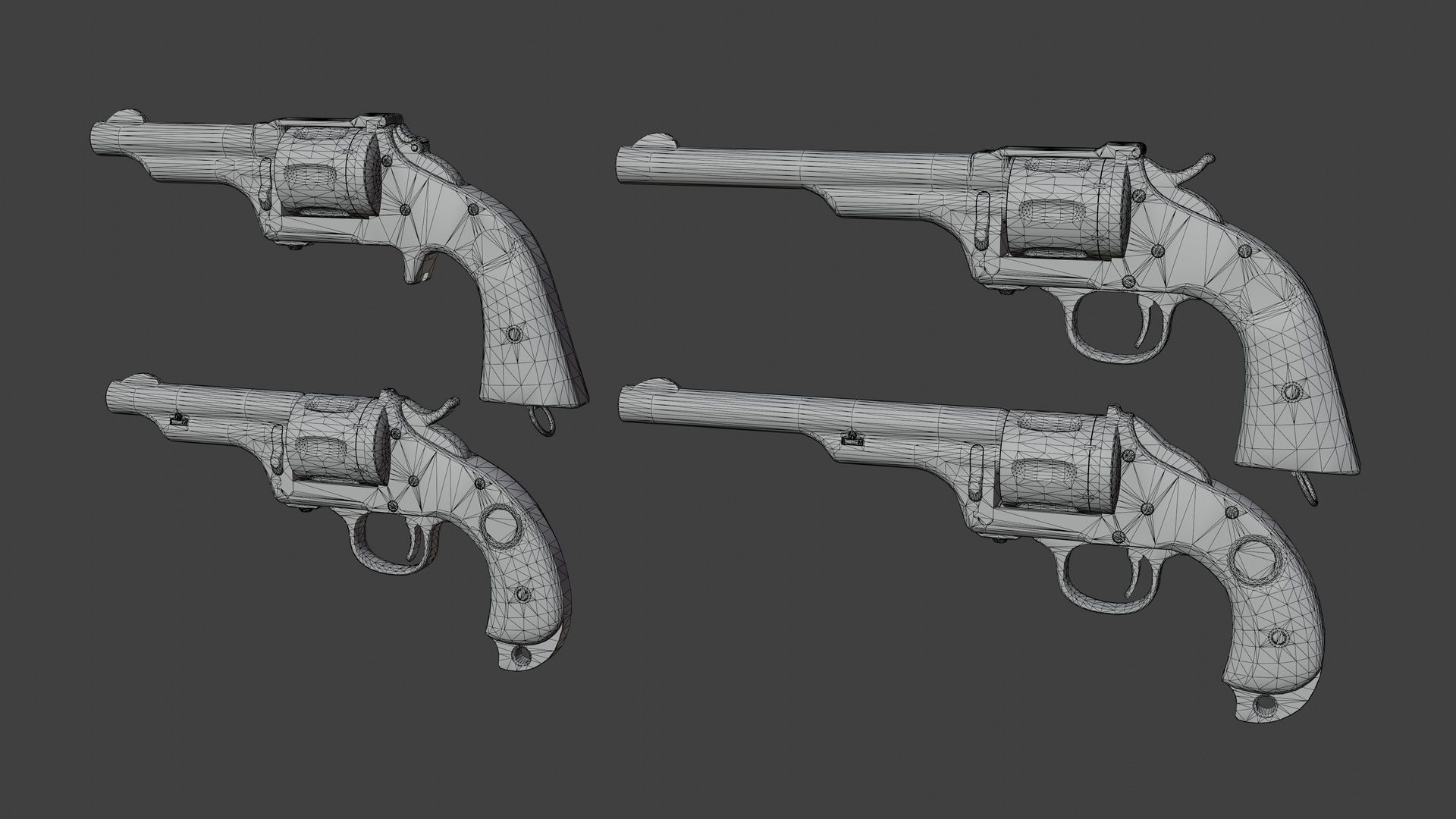 Merwin Hulbert Revolver Low-poly 3D model_13