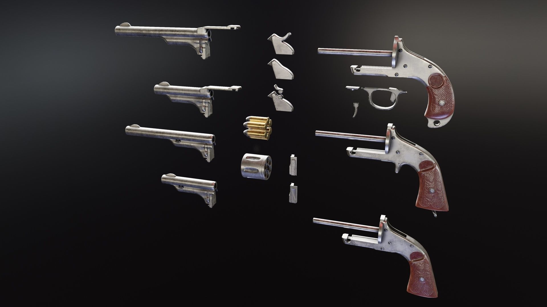 Merwin Hulbert Revolver Low-poly 3D model_11