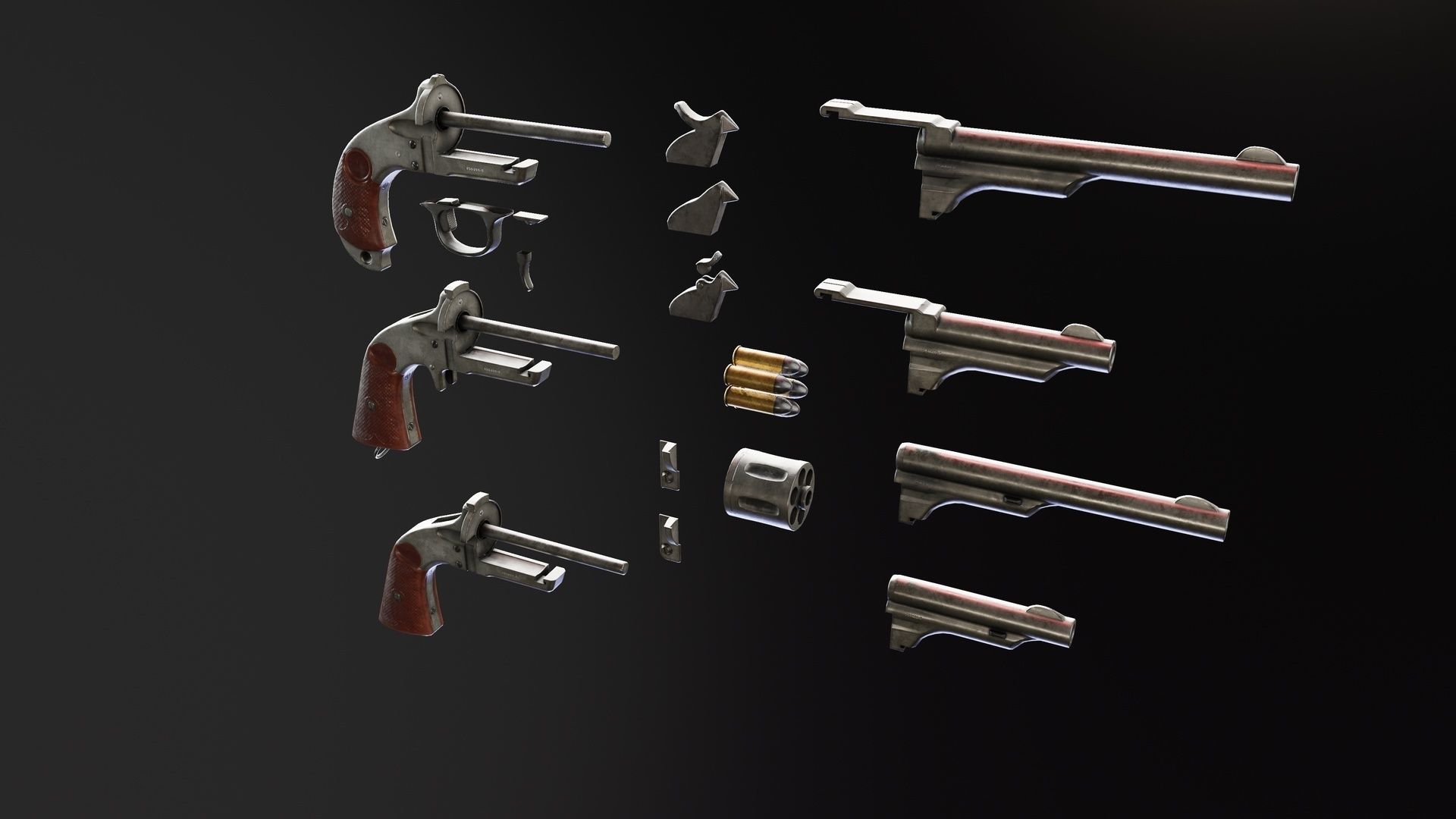 Merwin Hulbert Revolver Low-poly 3D model_12