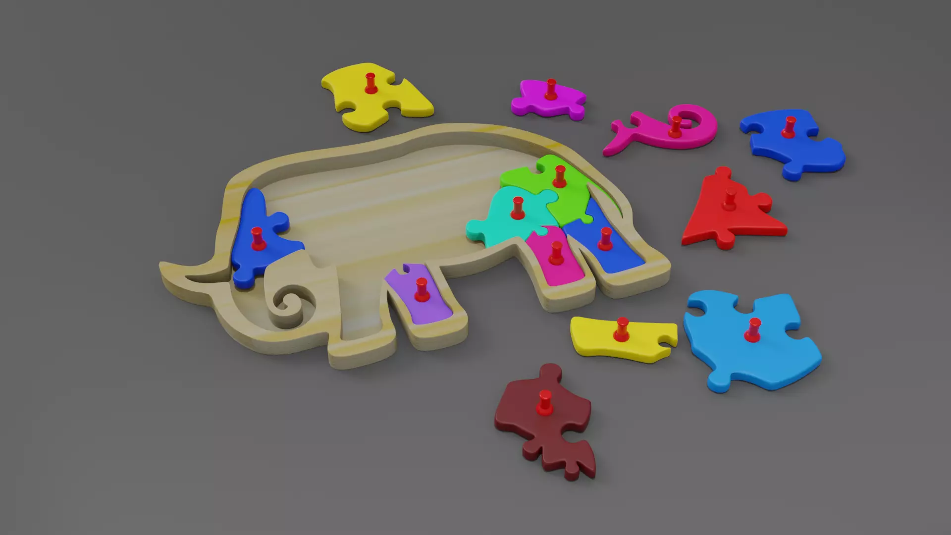 PUZZLES 3D model elephant puzzle piece 3D model_0