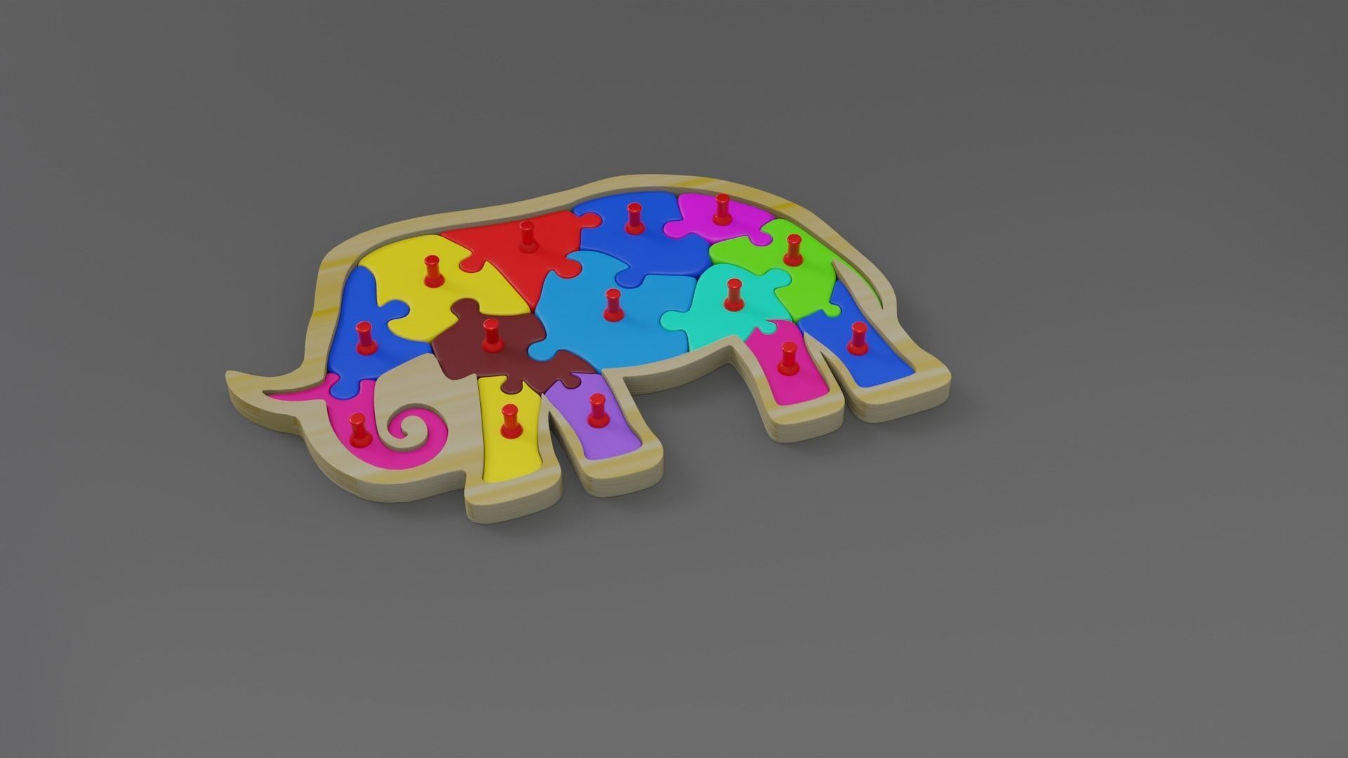 PUZZLES 3D model elephant puzzle piece 3D model_1
