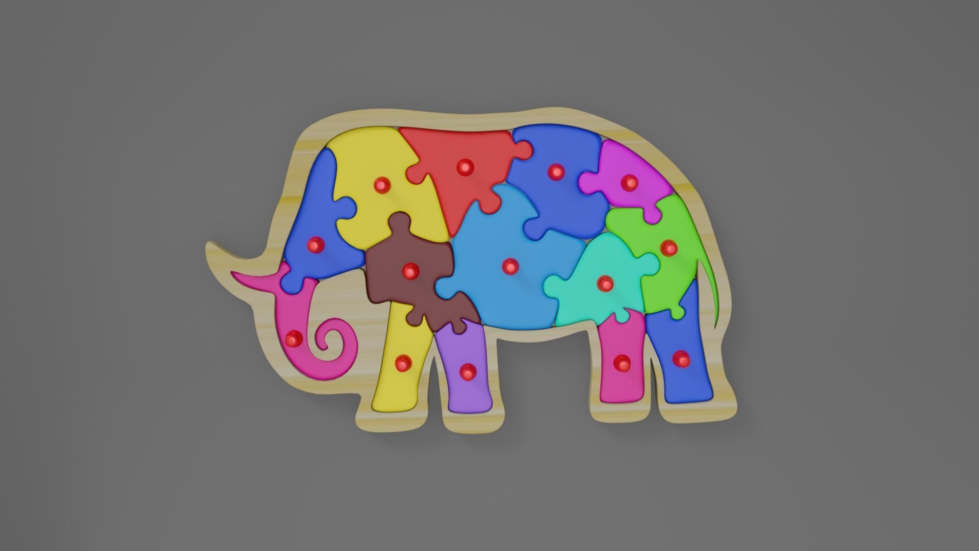 PUZZLES 3D model elephant puzzle piece 3D model_2