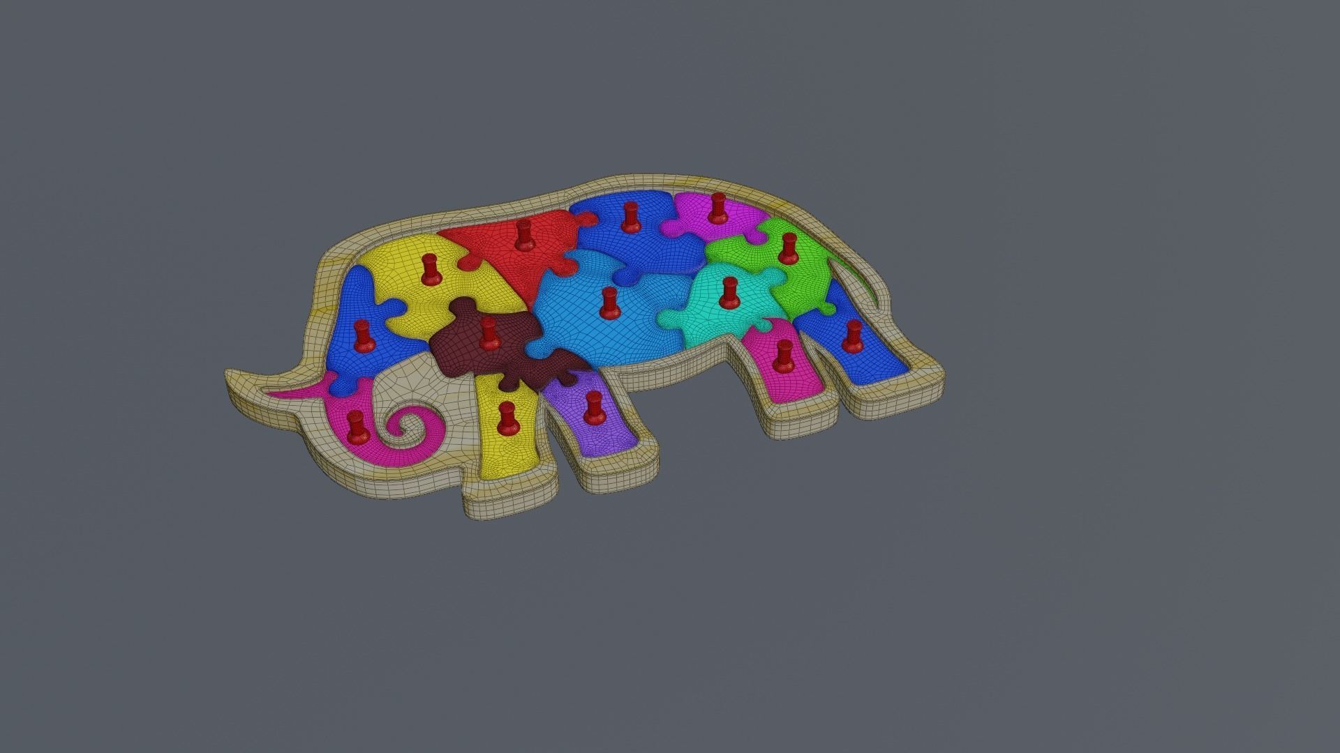 PUZZLES 3D model elephant puzzle piece 3D model_3