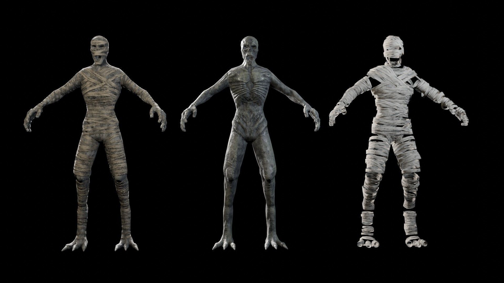 Ancient mummy Low-poly 3D model_4