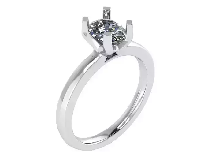 Oval Solitaire Diamond Ring 0870