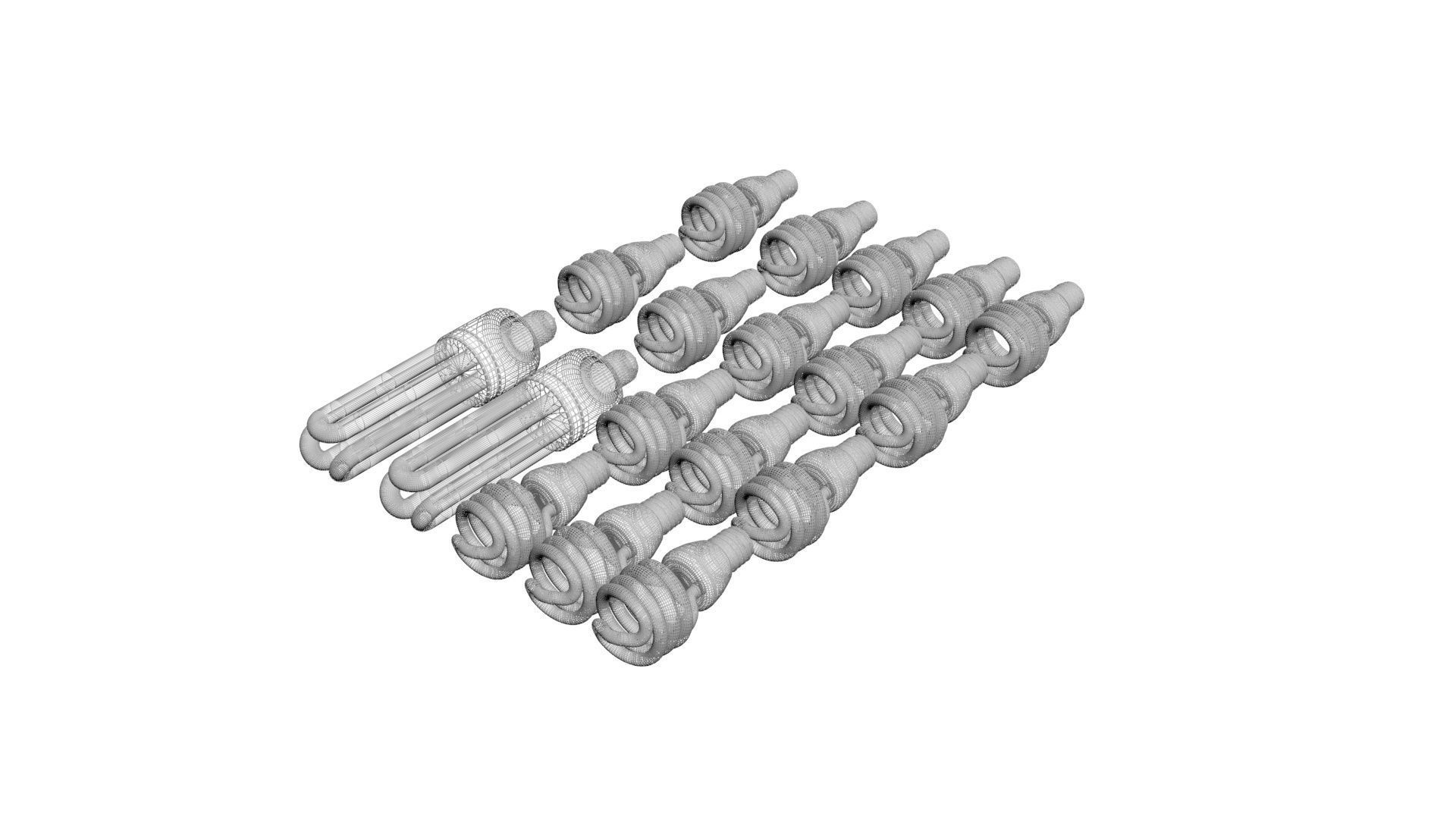 Illuminated and Not Illuminated Fluorescent Lamps Collection 3D model_16