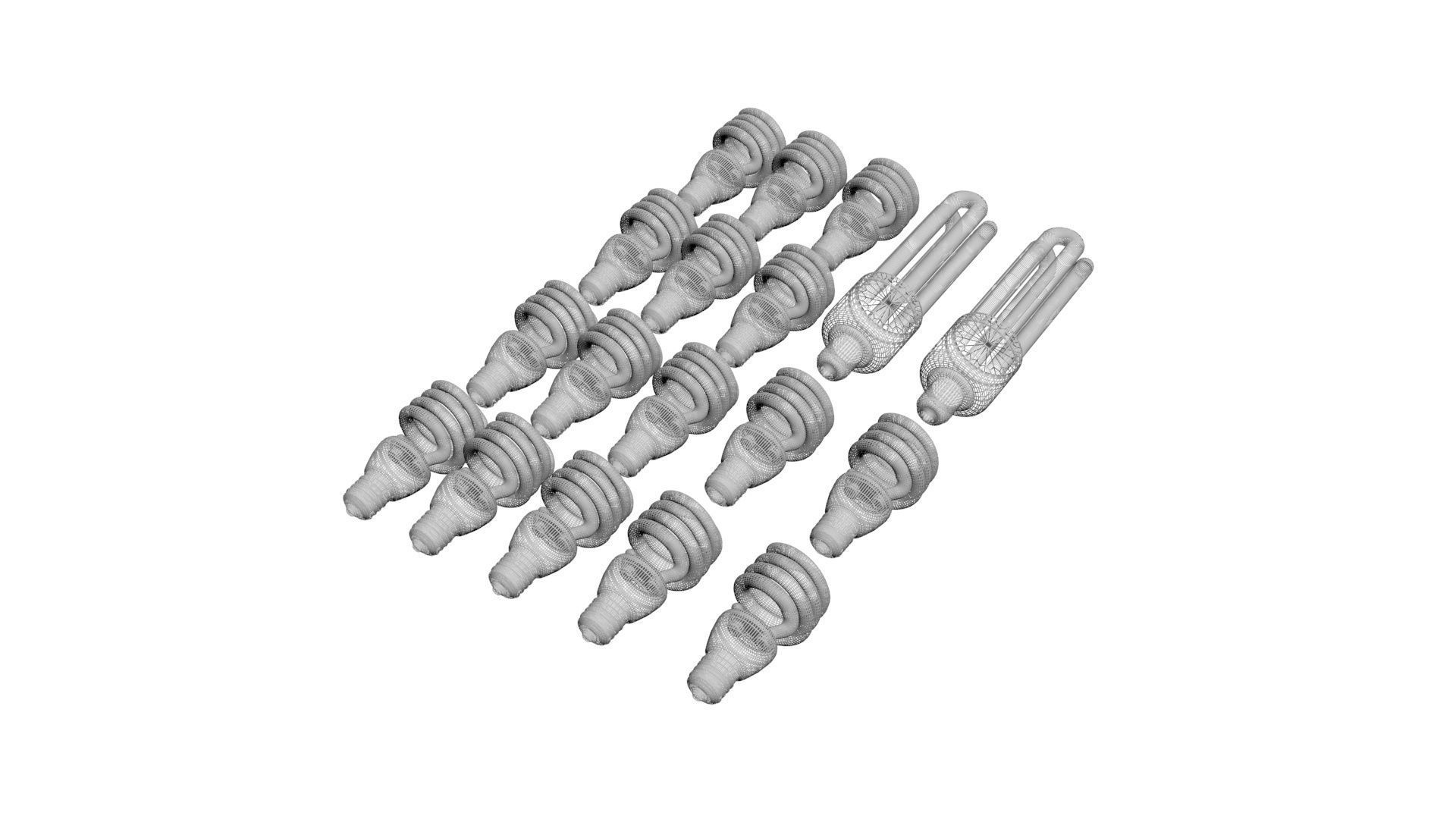 Illuminated and Not Illuminated Fluorescent Lamps Collection 3D model_14