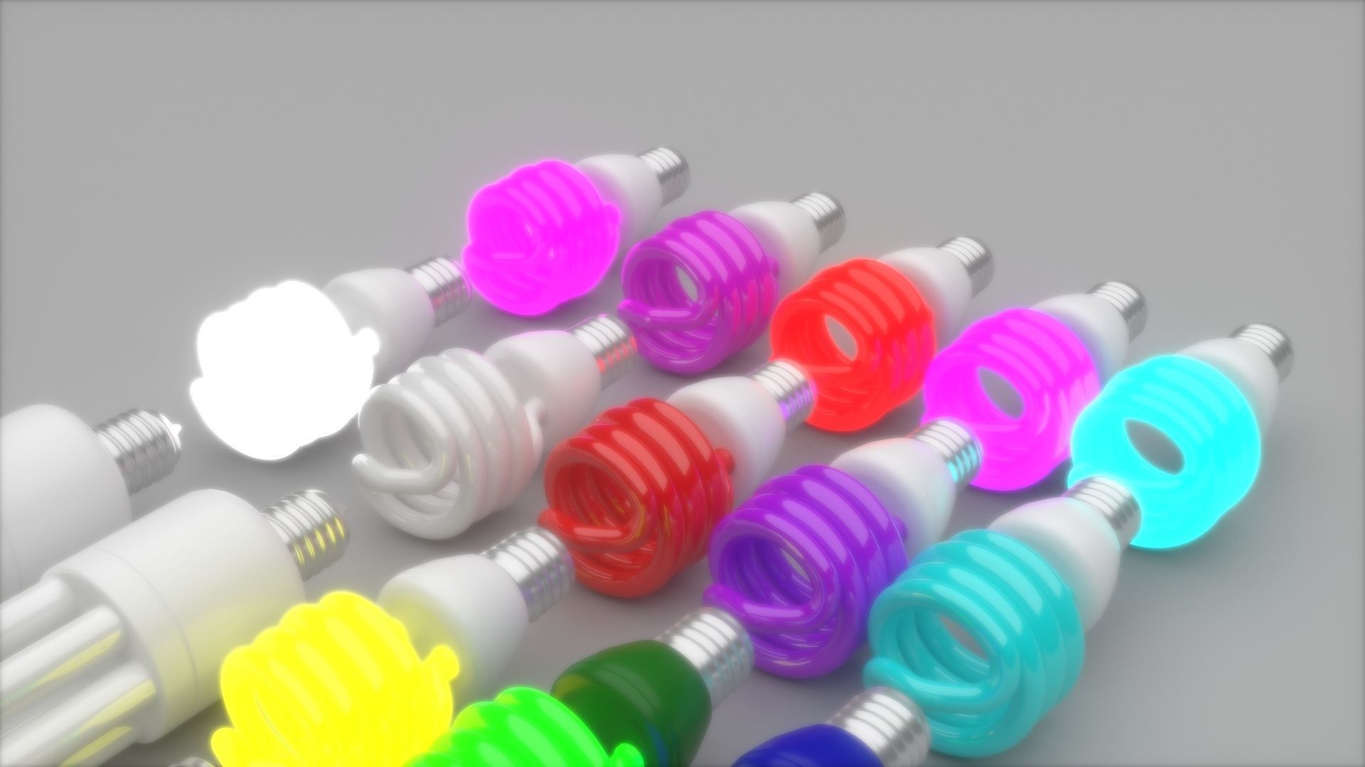 Illuminated and Not Illuminated Fluorescent Lamps Collection 3D model_10
