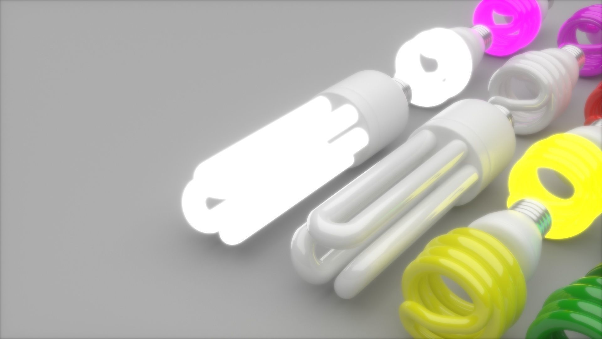 Illuminated and Not Illuminated Fluorescent Lamps Collection 3D model_9