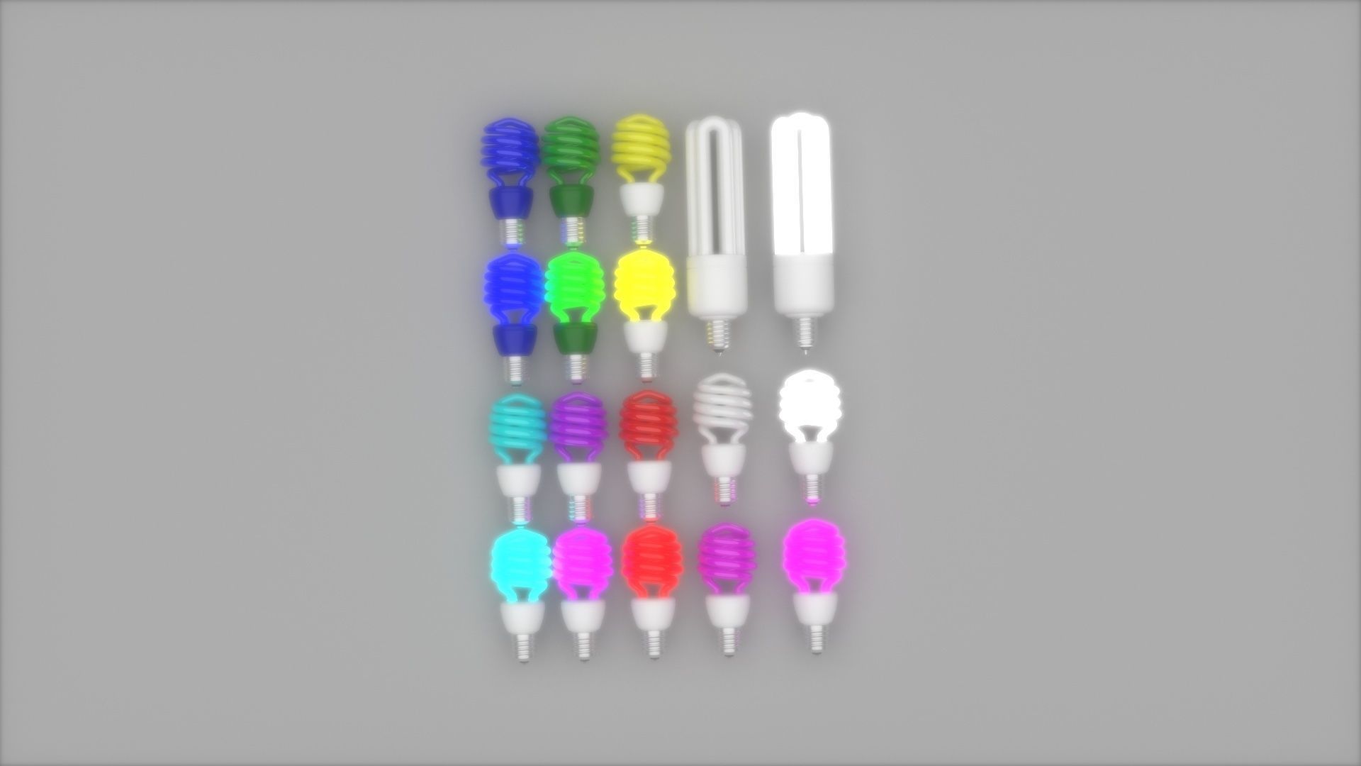 Illuminated and Not Illuminated Fluorescent Lamps Collection 3D model_12