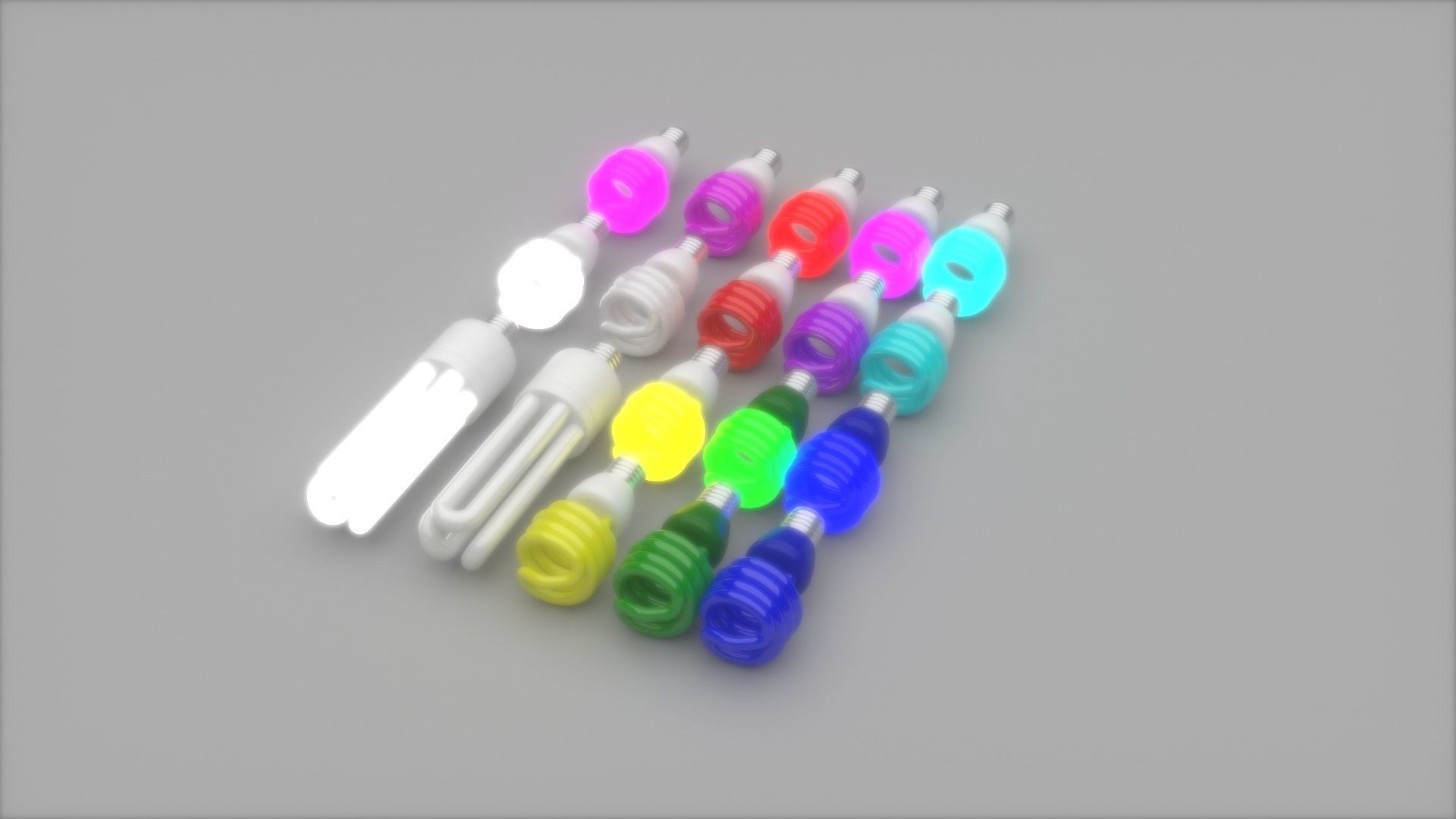 Illuminated and Not Illuminated Fluorescent Lamps Collection 3D model_3
