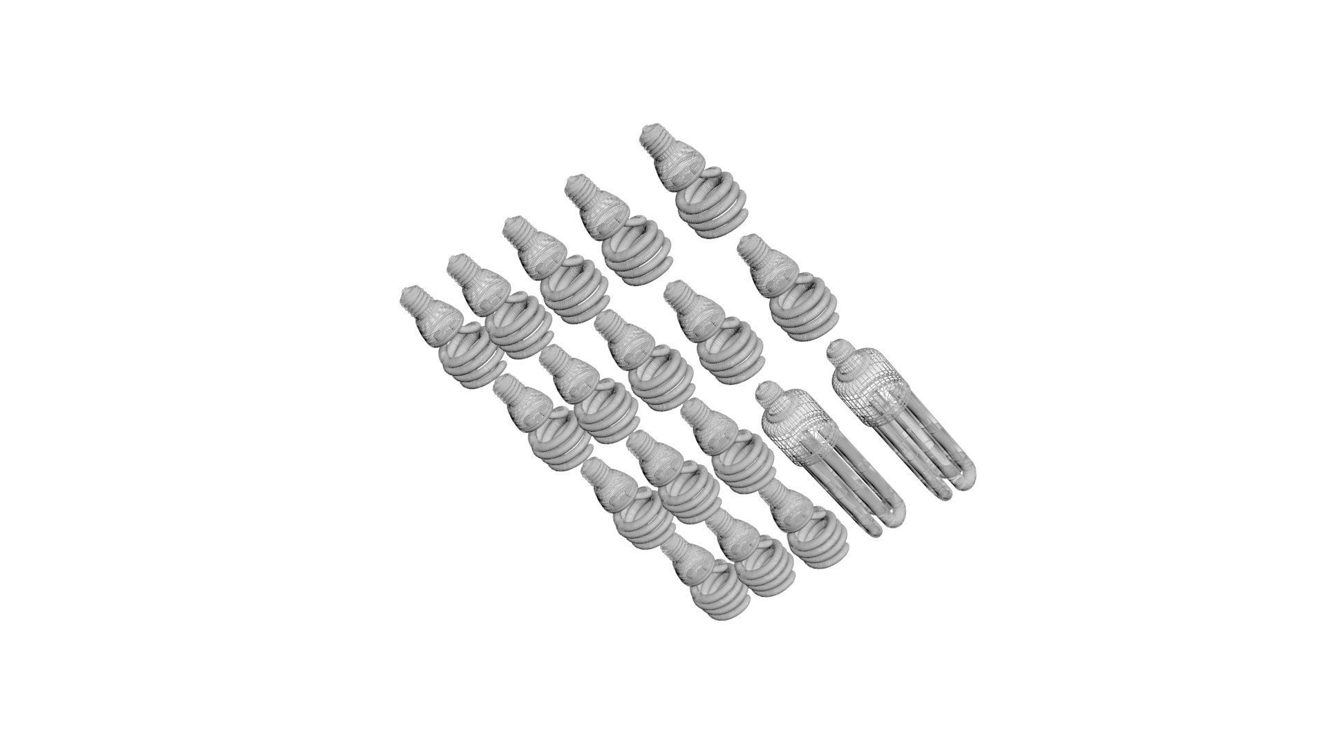 Illuminated and Not Illuminated Fluorescent Lamps Collection 3D model_18