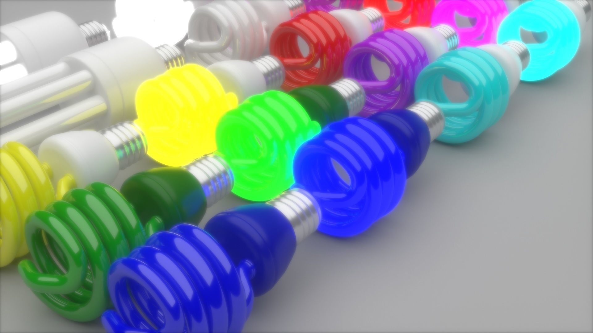 Illuminated and Not Illuminated Fluorescent Lamps Collection 3D model_8