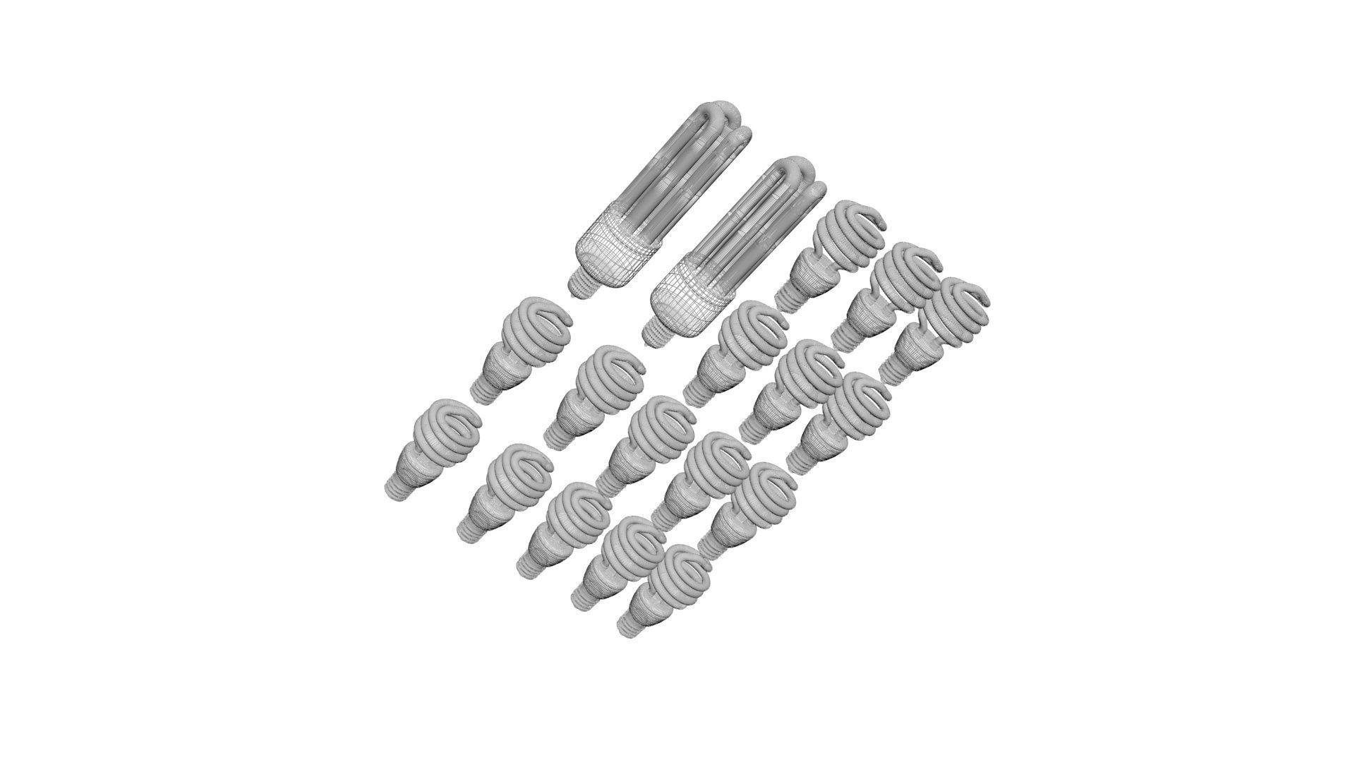 Illuminated and Not Illuminated Fluorescent Lamps Collection 3D model_19