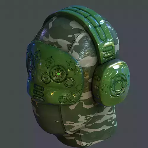 Gas mask helmet scifi Low-poly character art game space 