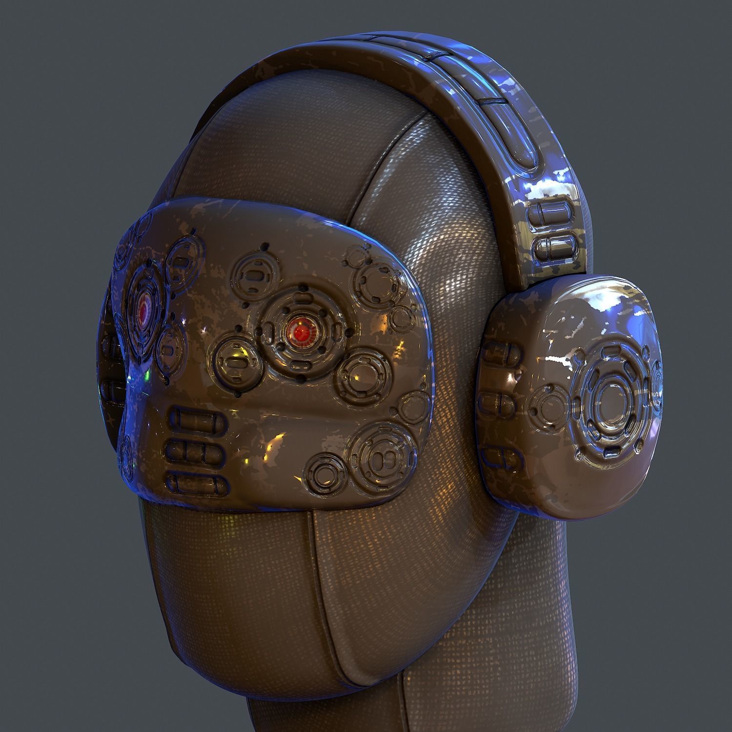 Gas mask helmet scifi Low-poly character art game space Low-poly 3D model_4