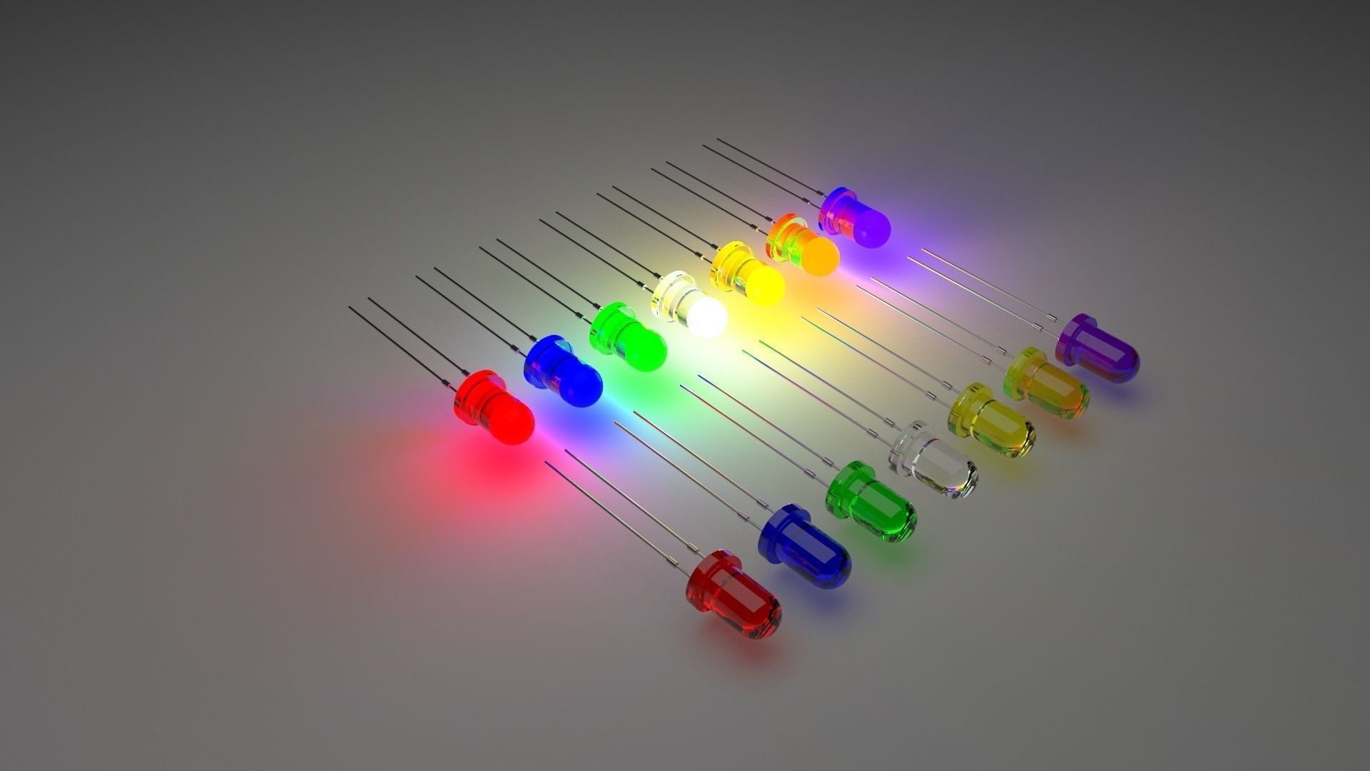 Illuminated and Not Illuminated Light Emitting Diodes Collection 3D model_4
