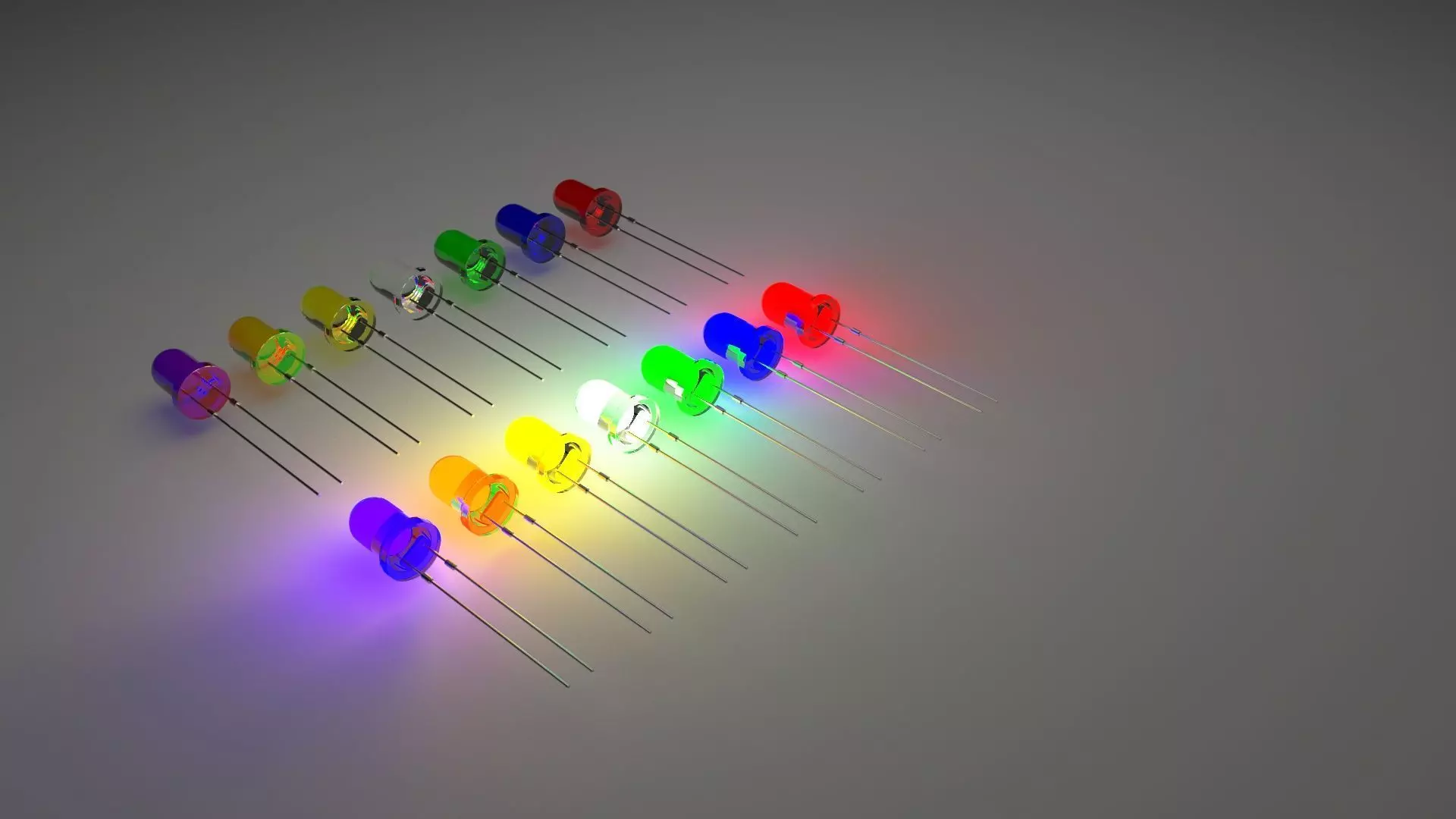Illuminated and Not Illuminated Light Emitting Diodes Collection 3D model_0