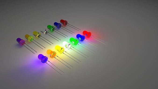Illuminated and Not Illuminated Light Emitting Diodes Collection 3D model