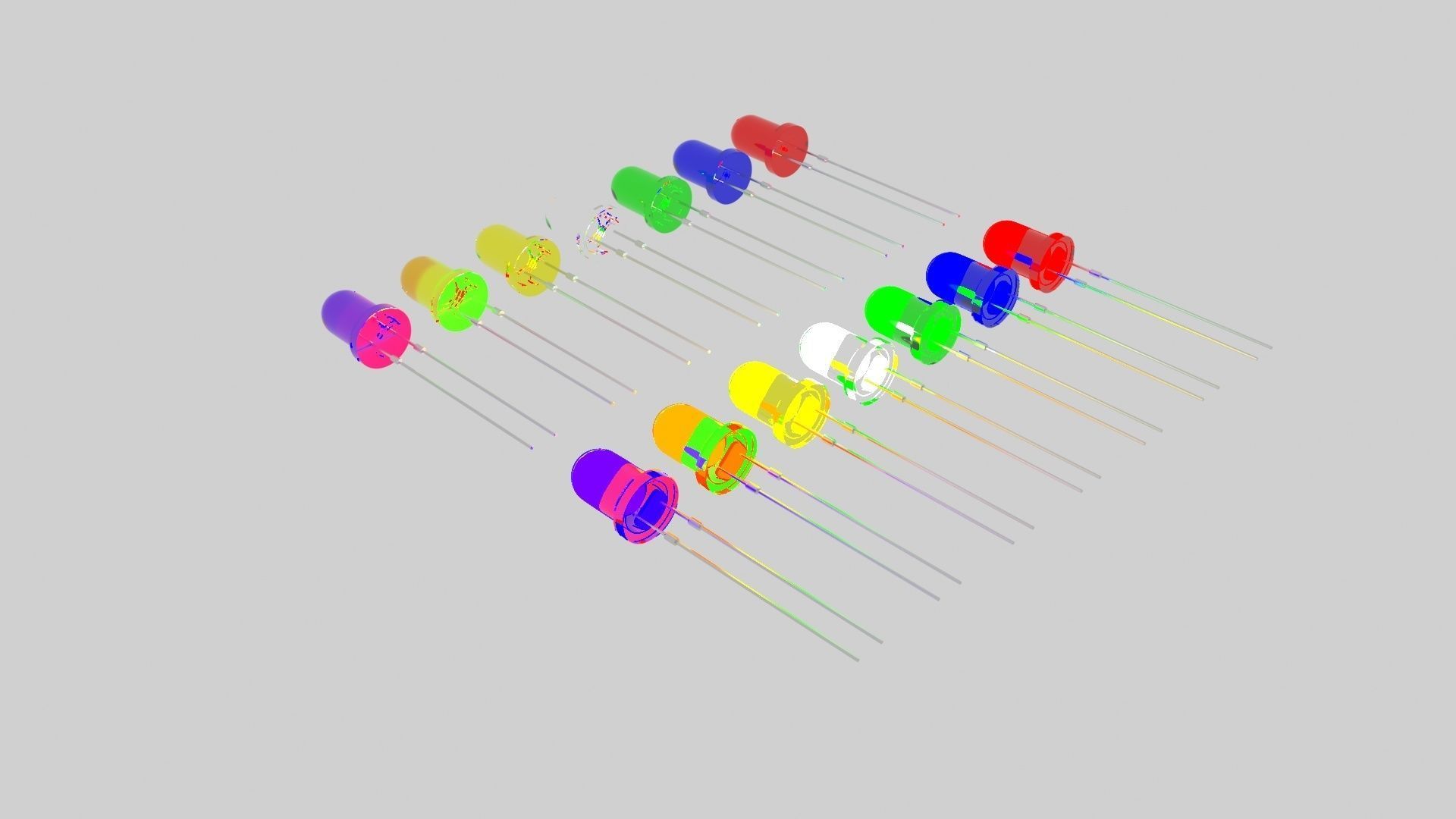 Illuminated and Not Illuminated Light Emitting Diodes Collection 3D model_8