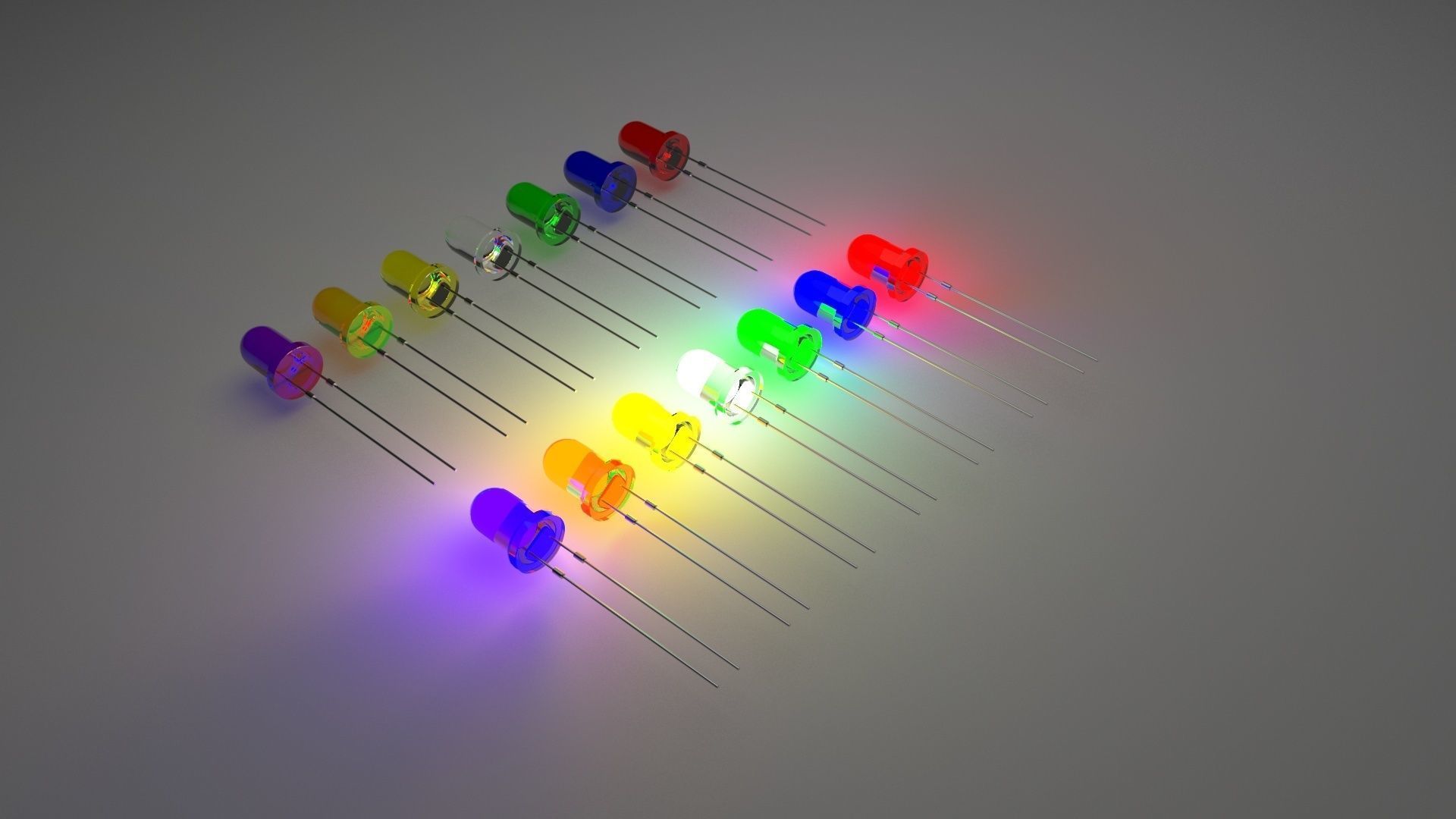 Illuminated and Not Illuminated Light Emitting Diodes Collection 3D model_5