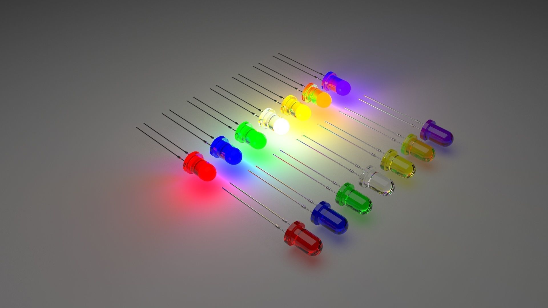 Illuminated and Not Illuminated Light Emitting Diodes Collection 3D model_2