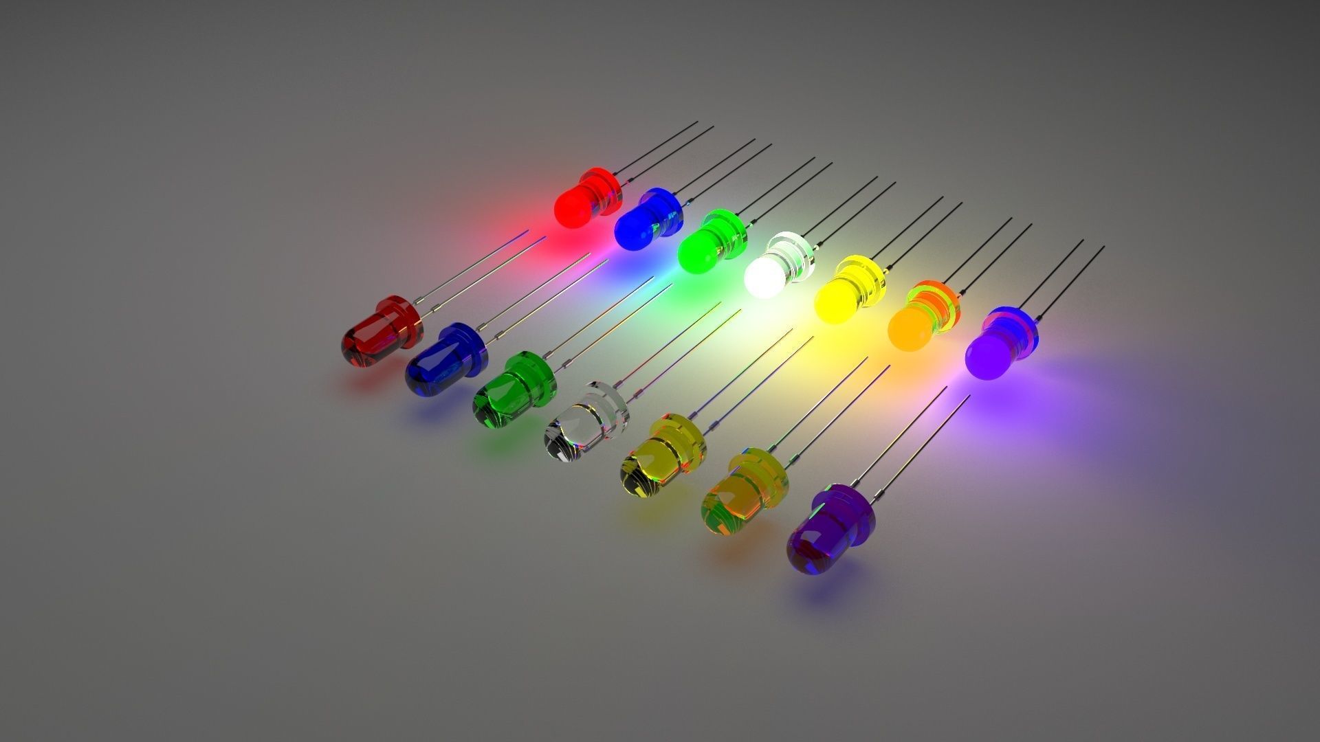 Illuminated and Not Illuminated Light Emitting Diodes Collection 3D model_3
