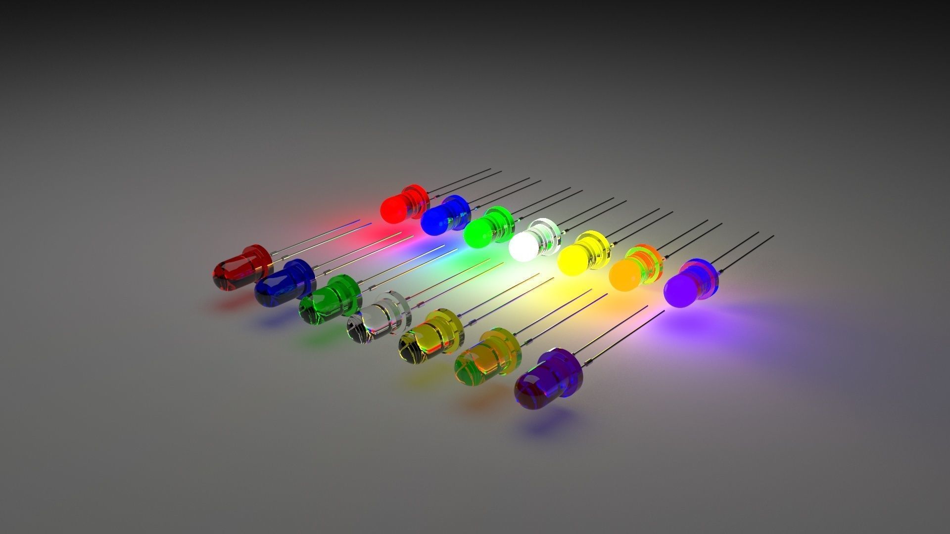 Illuminated and Not Illuminated Light Emitting Diodes Collection 3D model_1