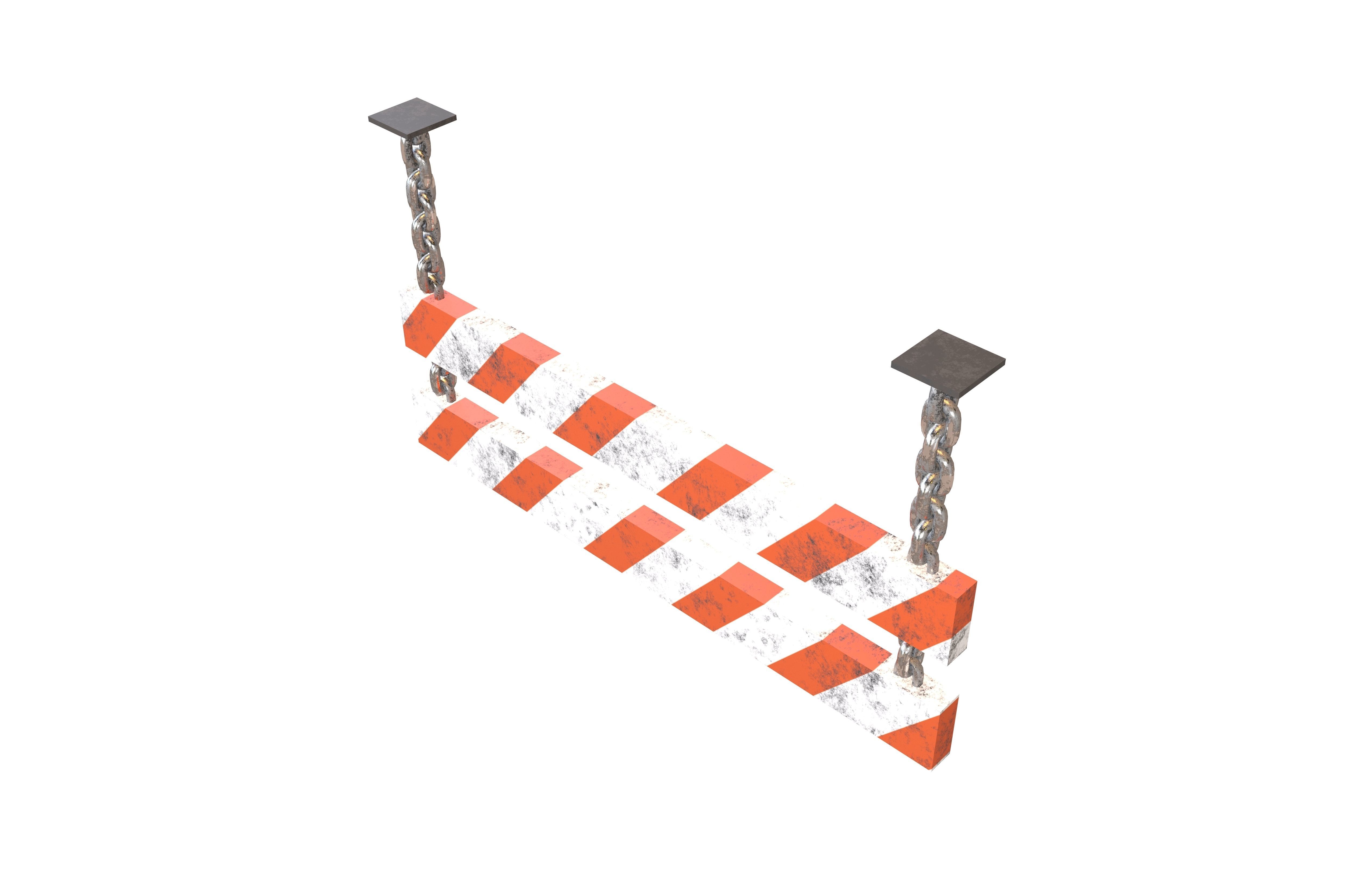 Danger Sign Barriers v2 003 Low-poly 3D model_2