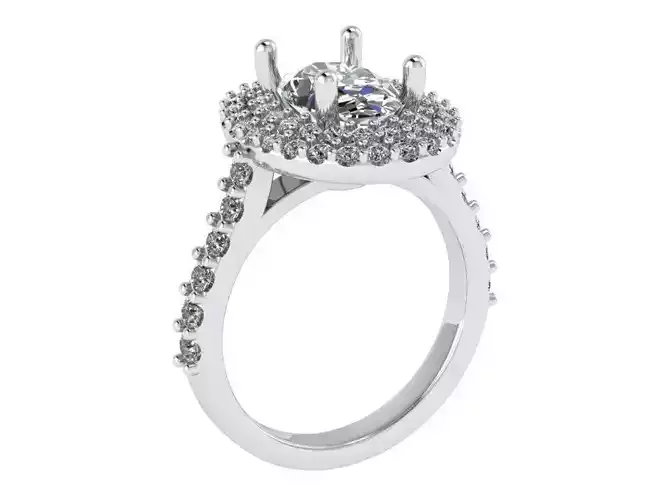 Oval Double Halo Diamond Ring 1153