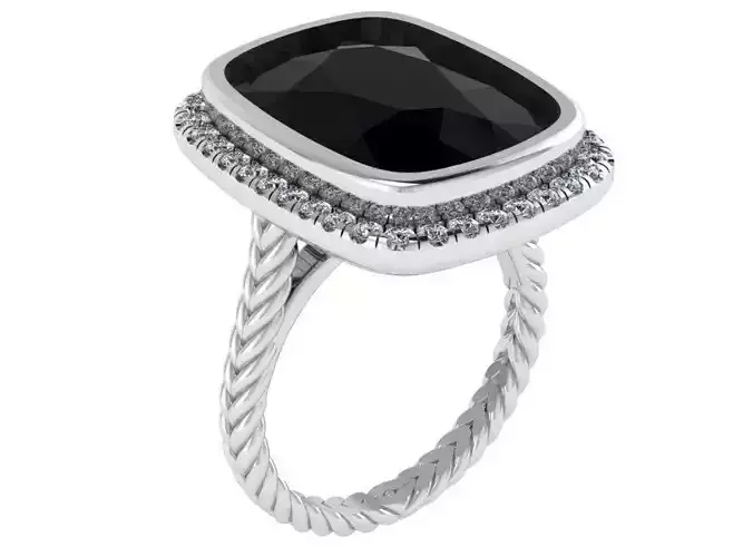 Cushion Halo Rope Shank Ring 1154