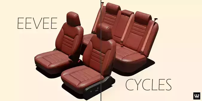 Universal Regular Car Seat Set Red Leather Low-poly 3D model
