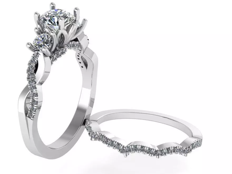3-Stone Twisted Ring With Band 1163 3D print model