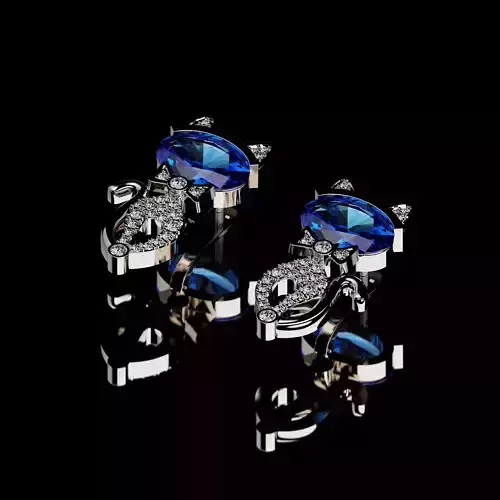 Earrings Cats Sapphire and diamonds
