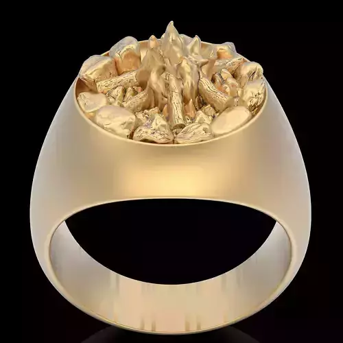 Fire ring  gold  jewelry printable 3D model