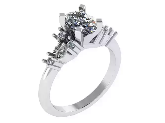 Oval Peg Head Diamond Ring 1166