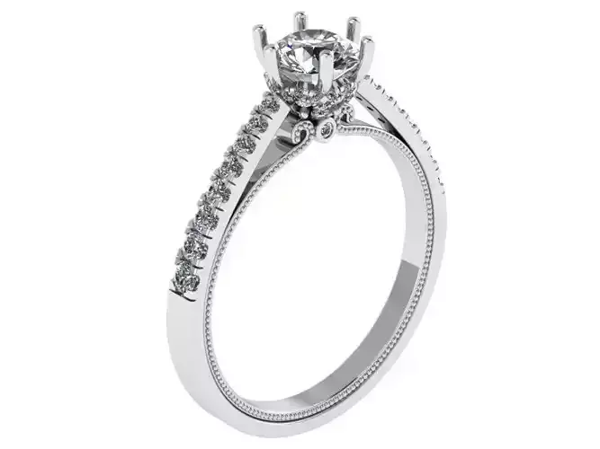 Round Diamond Cathedral Ring 1158