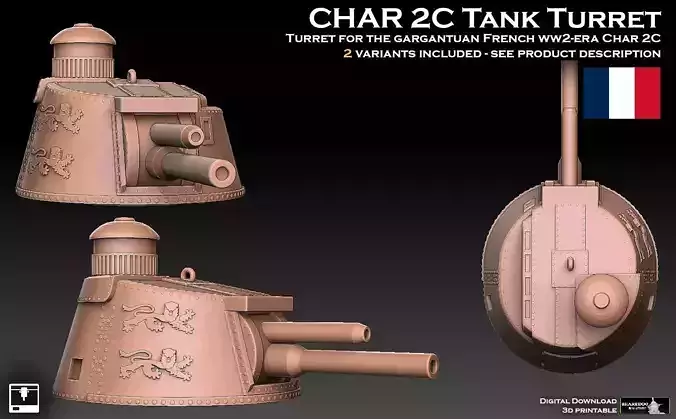 Char 2C Tank Turret 3D print model