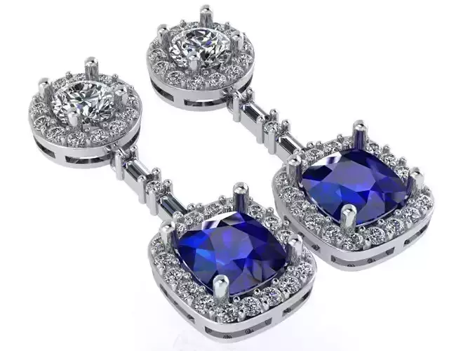 Cushion Halo Earring 0875