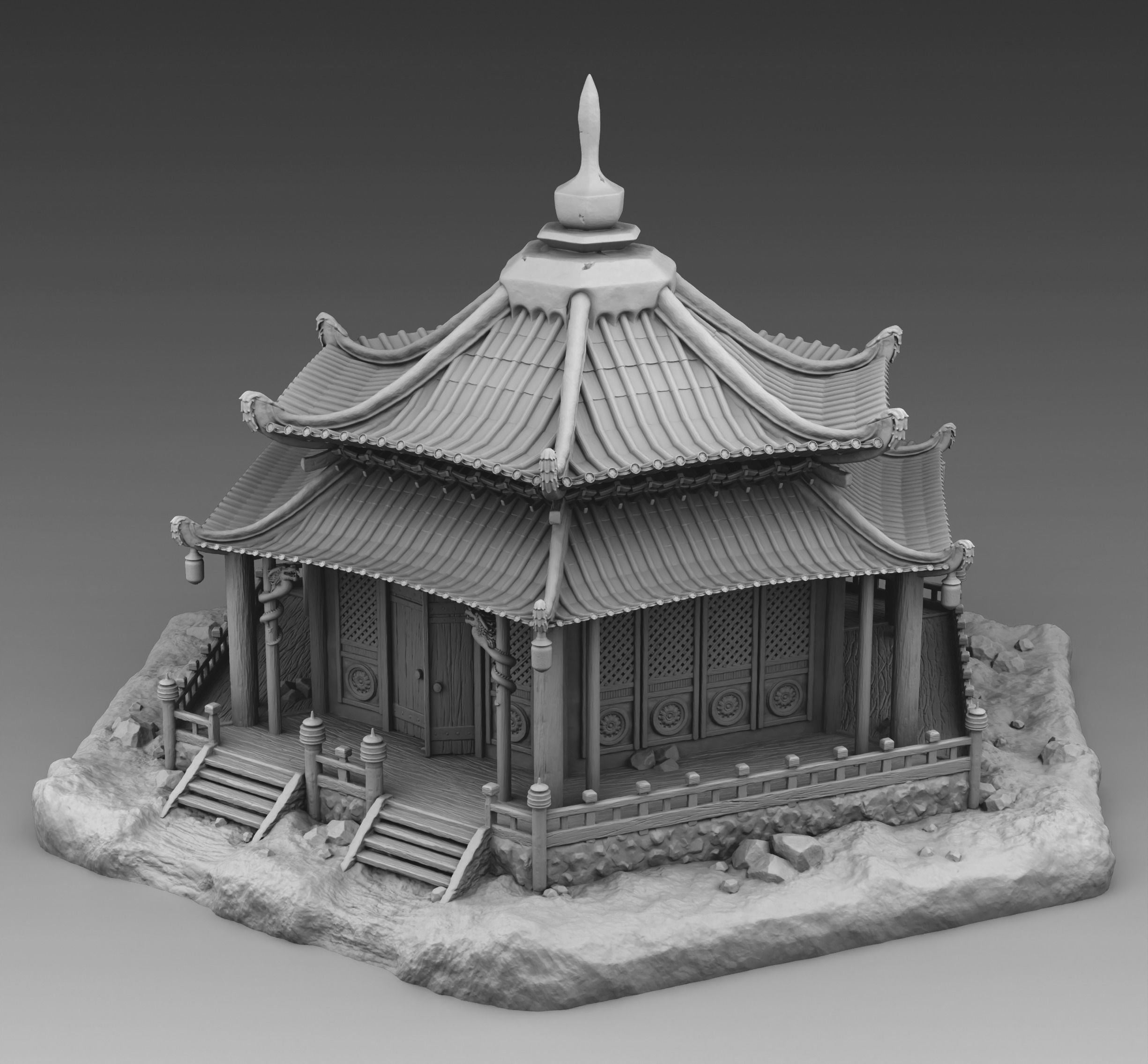 Chinese round house 3D print model_1