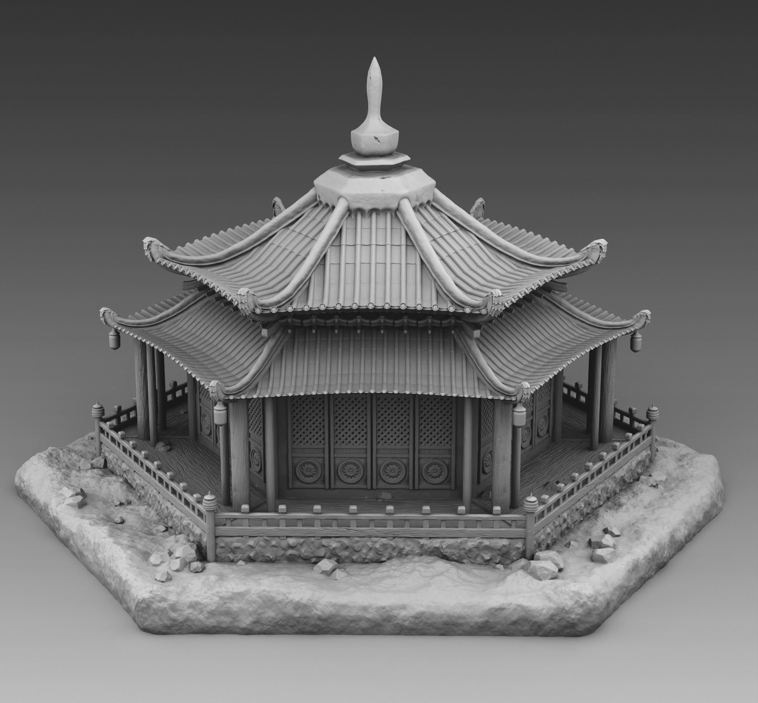 Chinese round house 3D print model_2